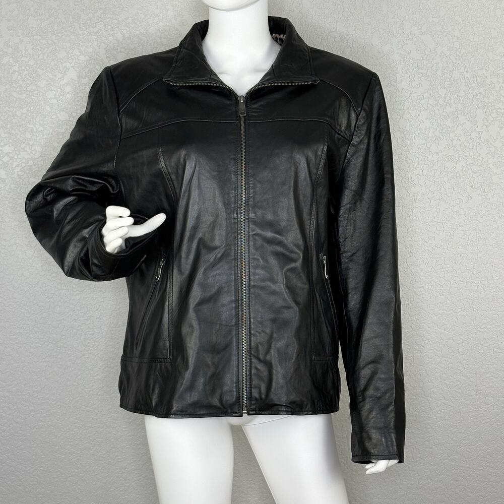 Vintage Excelled Soft Lambskin Leather Zip Up Jacket 90s Y2K Black Size XL